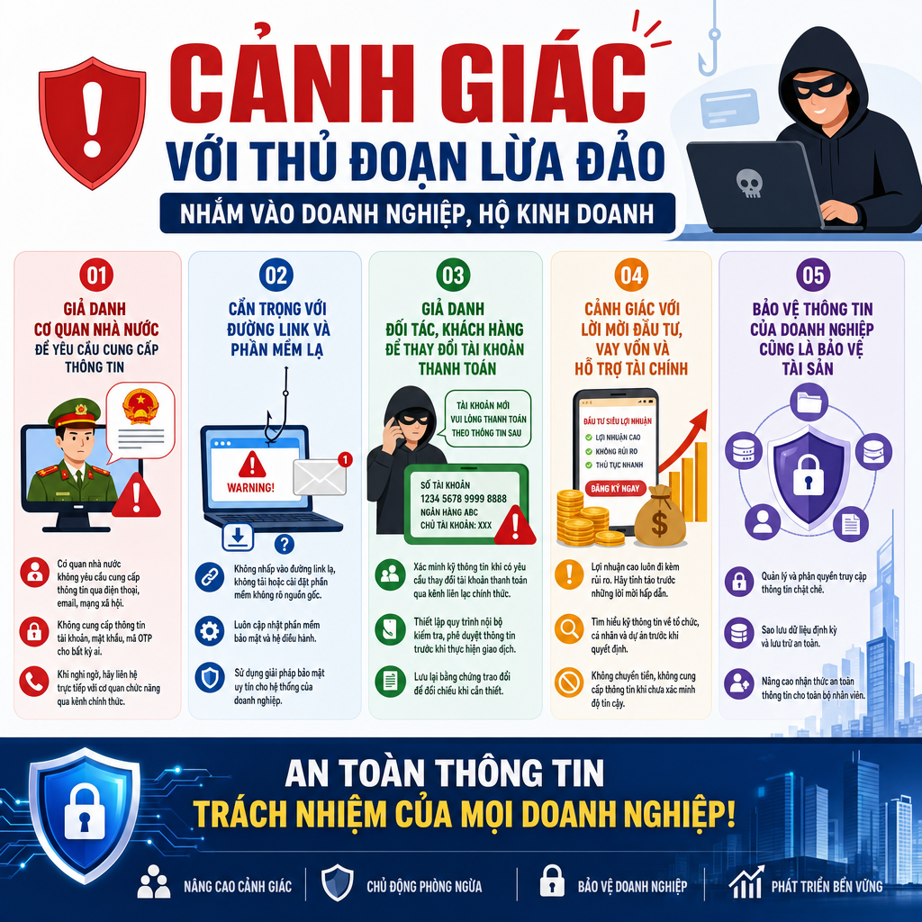 Cảnh giác với thủ đoạn lừa đảo nhắm vào doanh nghiệp, hộ kinh doanh